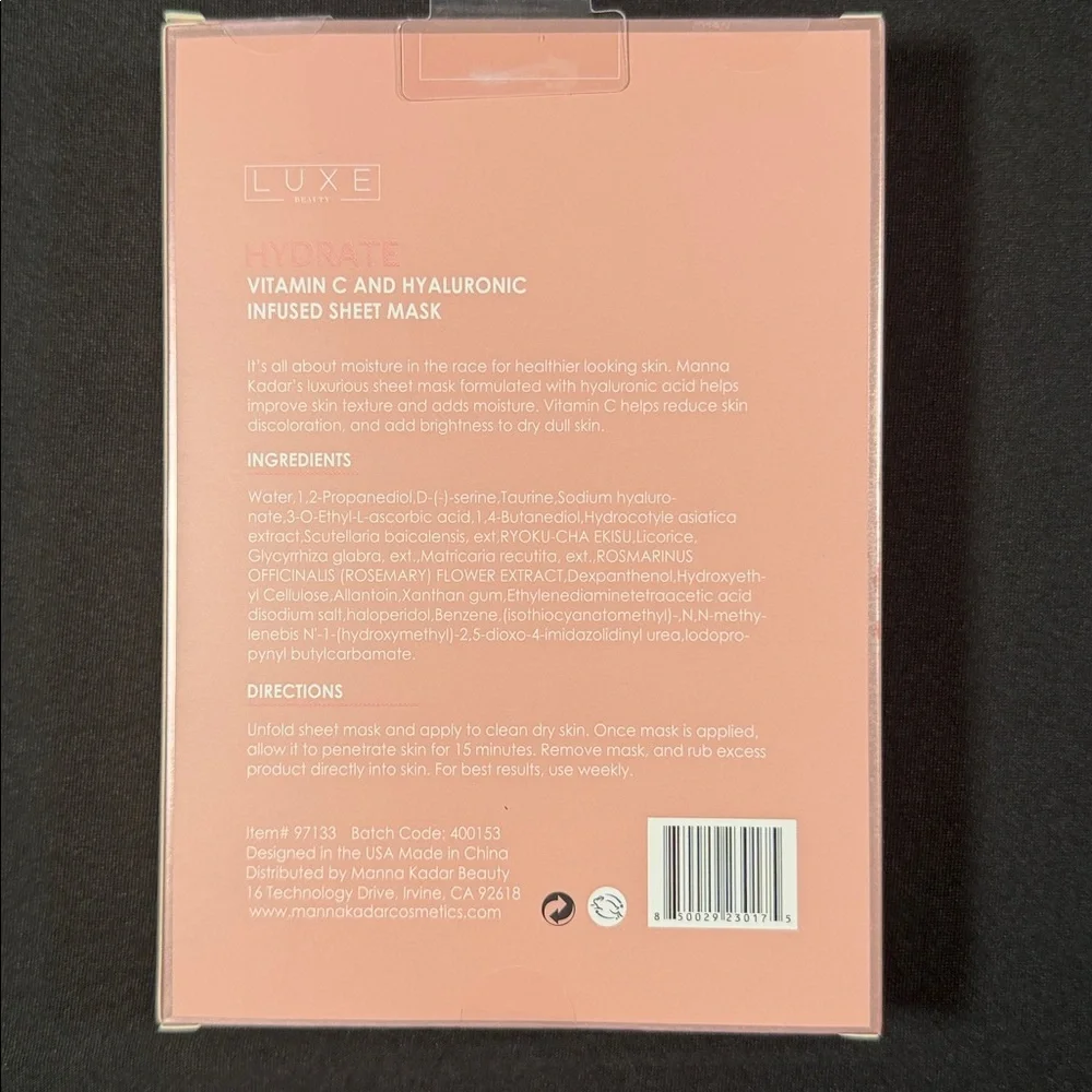 LUXE Beauty Vitamin C and Hyaluronic Hydrate Intense Night Sheet Masks-10 masks!